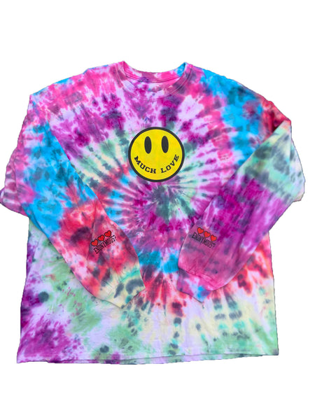 Tie dye ENONYMOUS? Much Love Smiley Face Long Sleeve Tee