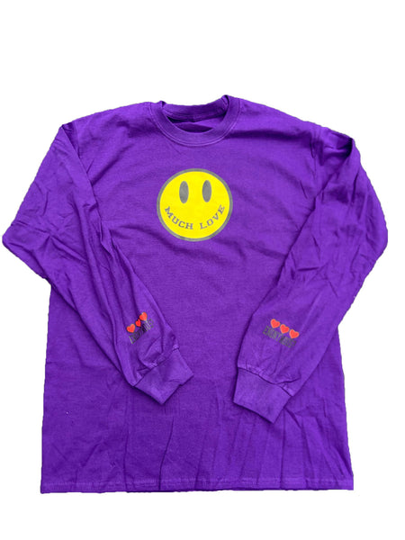 Love Smiley Face Sleeve Long ENONYMOUS? Purple Much Tee